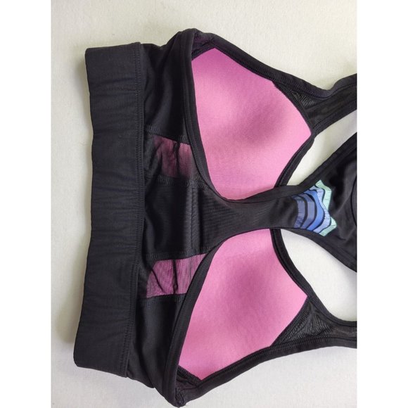 Victoria's Secret Pink Ultimate Women XS Black Sport Bra Lined Racerback Stretch - Picture 5 of 8